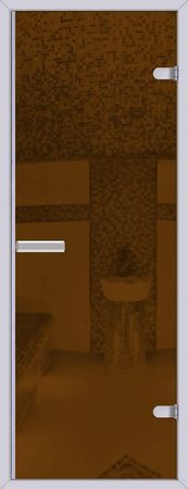 Дверь АКМА для  турецкой бани хаммам 7х19(бронза 8мм,коробка алюминий,арт.271)